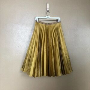 Leur Logette Gold Grecian Style Midi Skirt Size 3